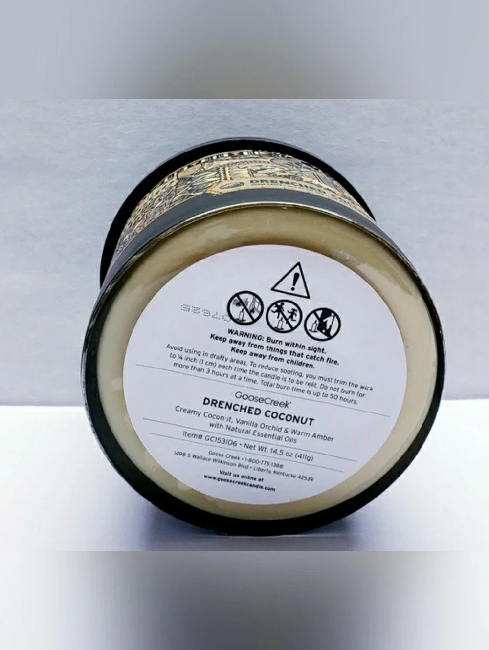 Goose Creek DRENCHED COCONUT Large 3-Wick Scented Candle, 14.5 oz